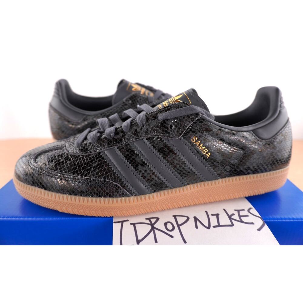 🖤🐍 Adidas Originals Samba OG WMNS Faux Snakeskin Black Shoes 🐍🖤